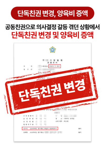 청주양육권변호사 이혼 후 단독친권 변경 이끈 사례